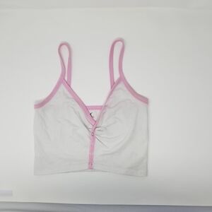 PacSun White Crop Top with Pink Accents